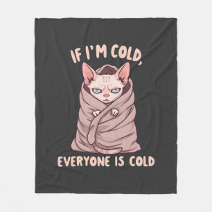 Mürrische Sphynx-Katze Kalter Humor Illustration Fleecedecke