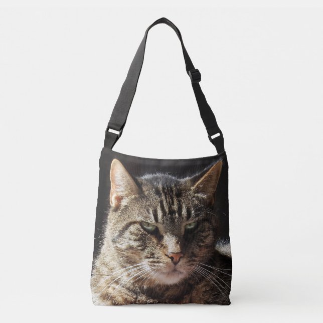 Mürrische Tabby-Katze Tragetaschen Mit Langen Trägern (Vorderseite)