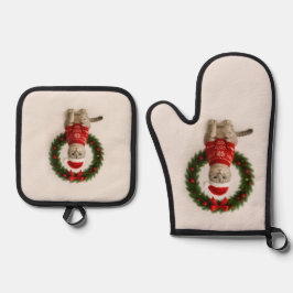 Mürrische Weihnachtsstimmung Ofenhandschuh & Topflappen-Set