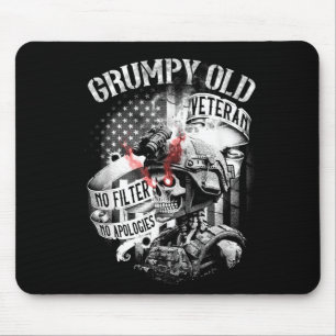Mürrischer alter Veteran lustiger patriotischer Mi Mousepad