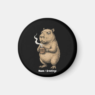 Mürrischer Capybara-Kaffee-Vintage-Tinte-Skizze  Magnet