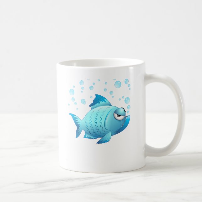 Mürrischer Fisch-Cartoon Kaffeetasse (Rechts)