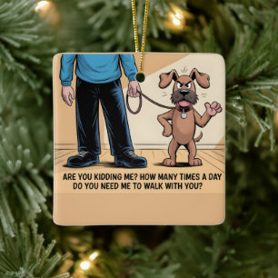Mürrischer Hund Lustige Walking-Comic Keramikornament