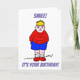 Mürrischer Jungen-Lächeln-Geburtstag Karte