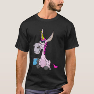 Mürrischer Lustiger Esel Einhorn Mit Kaffeetasse P T-Shirt