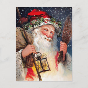 Mürrischer Schlitten fahrender Weihnachtsmann Vint Postkarte