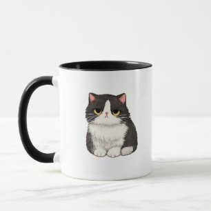Mürrischer Schwarz-Weiß-Katzenbecher Tasse