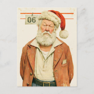 Mürrischer Weihnachtsmann-Christmas-Mugshot Postkarte