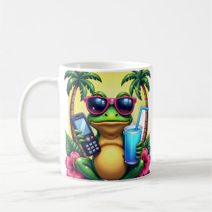 Mürrischer Y2K-Frosch Retro Vaporwave Tropischer F Kaffeetasse