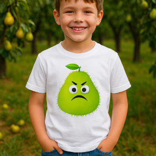 Mürrisches Fuzzy-Birnengesicht Lustige Fruchtfigur T-Shirt