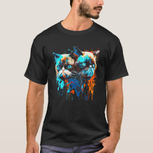 Mürrisches Gesicht Lustige Katze Grafische Katzenl T-Shirt