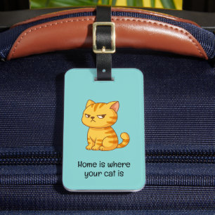 Mürrisches Orangefarbenes Tabby-Katze Zitat Grün Gepäckanhänger