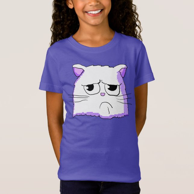 Mürrisches weißes Katzen-Shirt T-Shirt (Vorderseite)