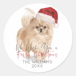 MURRY CHRISTMAS Santa Dog Personalisiert Runder Aufkleber