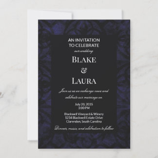 Muscadine Noir Winter Indigo Batik Hochzeitsanfert Einladung
