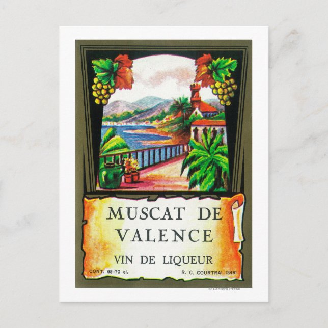 Muscat De Valence WeinetikettEuropa Postkarte (Vorderseite)