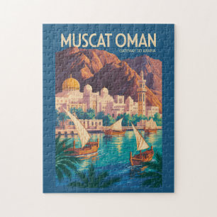 Muscat Oman Illustration Reise Kunst Vintage