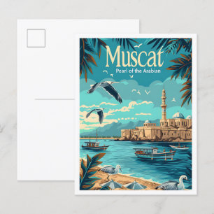 Muscat Oman Vintage-Kunst-Reiseillustration Postkarte