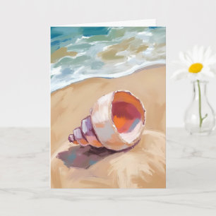 Muschel am Meeresufer Aquarell Ozean Gemalt Karte