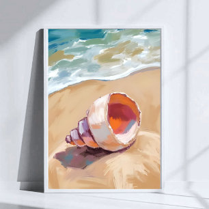 Muschel am Meeresufer Aquarell Ozean Gemalt Poster