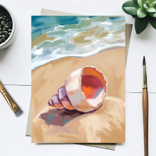Muschel am Meeresufer Wasserfarbe Ozean Gemalt Postkarte