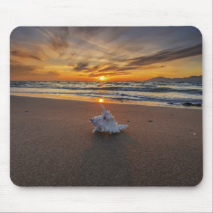 Muschel am Strand in Insel des Sonnenuntergang- Mousepad