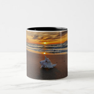 Muschel am Strand in Insel des Sonnenuntergang-  Zweifarbige Tasse