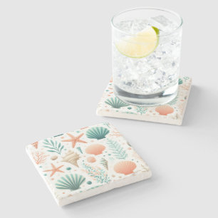 Muschel an Küsten Steinuntersetzer