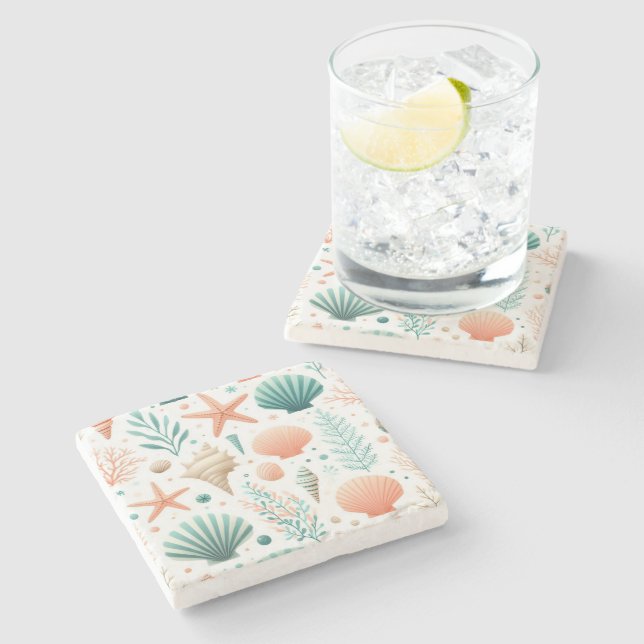 Muschel an Küsten Steinuntersetzer (Seitenansicht)