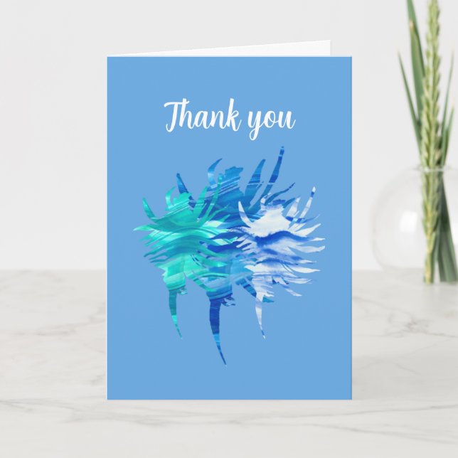 Muschel-Aqua-Konch-Aquarell-Aquarell-Silhouette Dankeskarte (Vorderseite)