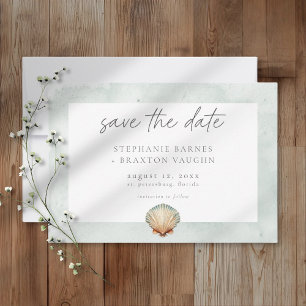 Muschel-Aquarell-Minimalist-Strandhochzeit Save The Date