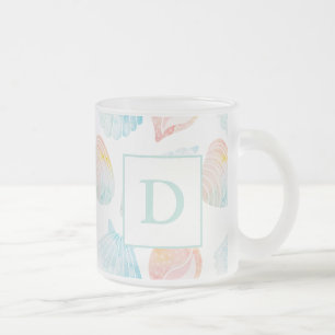 Muschel Aquarellfarben Monogramm Mattiertes Glas K Mattglastasse
