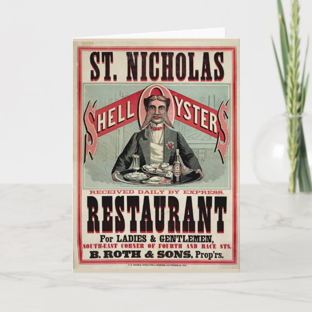 Muschel Austern Vintage Werbung Feiertagskarte (Vorderseite)