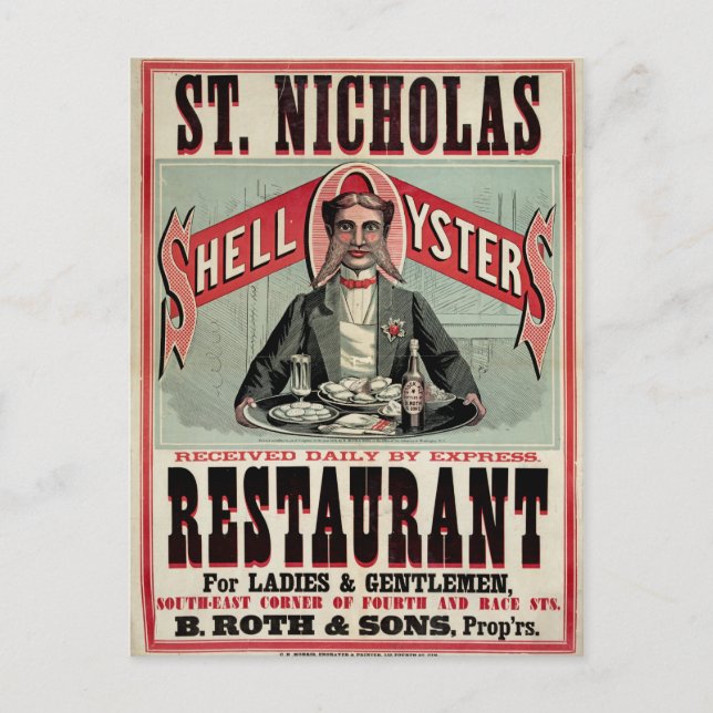 Muschel Austern Vintage Werbung Postkarte (Vorderseite)