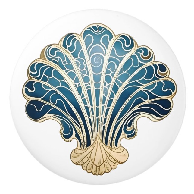 Muschel Beach Deco Möbel und Schubladen Keramikknauf (Vorderseite)