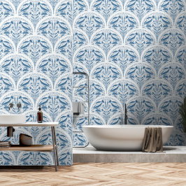 Muschel Blue and White Boho Art Deco - Moderne Küs Tapete