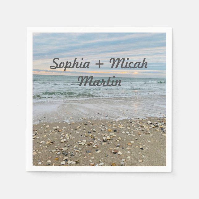 Muschel Blue Beach Hochzeitsnapkins Serviette (Vorderseite)