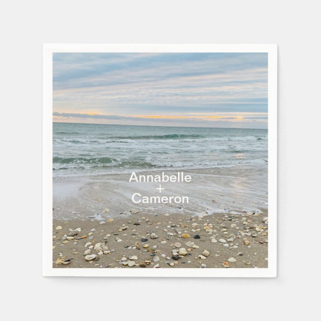 Muschel Blue Beach Sunrise Wedkins Serviette (Vorderseite)