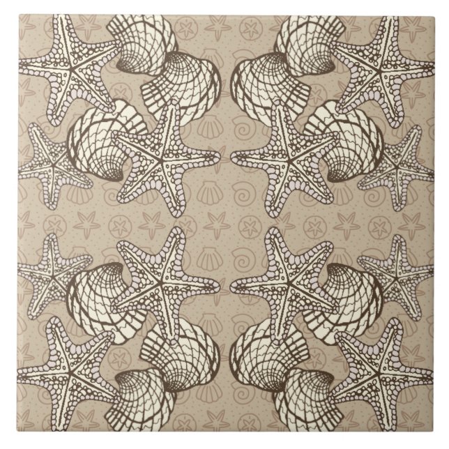 Muschel Bounty Vintages Muster Fliese (Vorderseite)