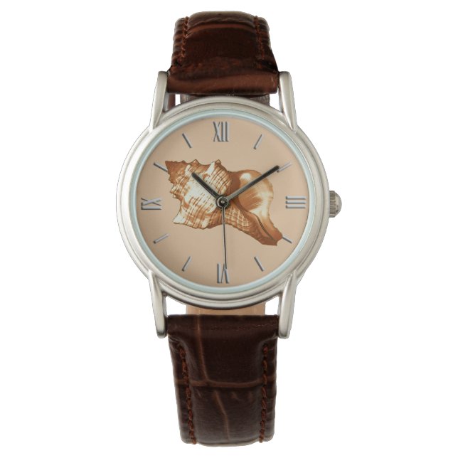 Muschel - braun, weiß und braun armbanduhr (Vorderseite)