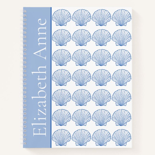 Muschel "Coastal Blue and White Scallop" Notizbuch (Vorderseite)