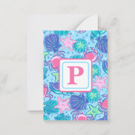 Muschel Crab Ocean Monogram Preppy Mitteilungskarte
