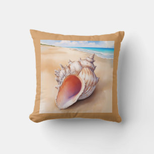 Muschel der Aquarellküche am Strand Kissen