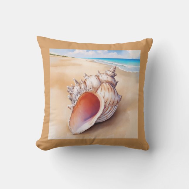 Muschel der Aquarellküche am Strand Kissen (Vorderseite)