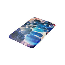 Muschel der Austern, Farbe blau in grau Badematte