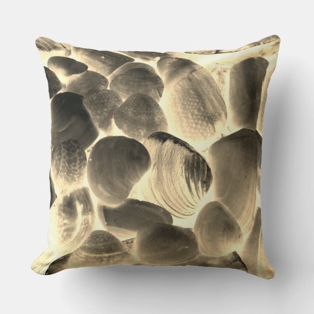 Muschel der Austern im Meer, Farbwechsel in Beige Kissen (Vorderseite)