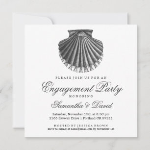 Muschel der Scallop Beach Engagement Party Einladung