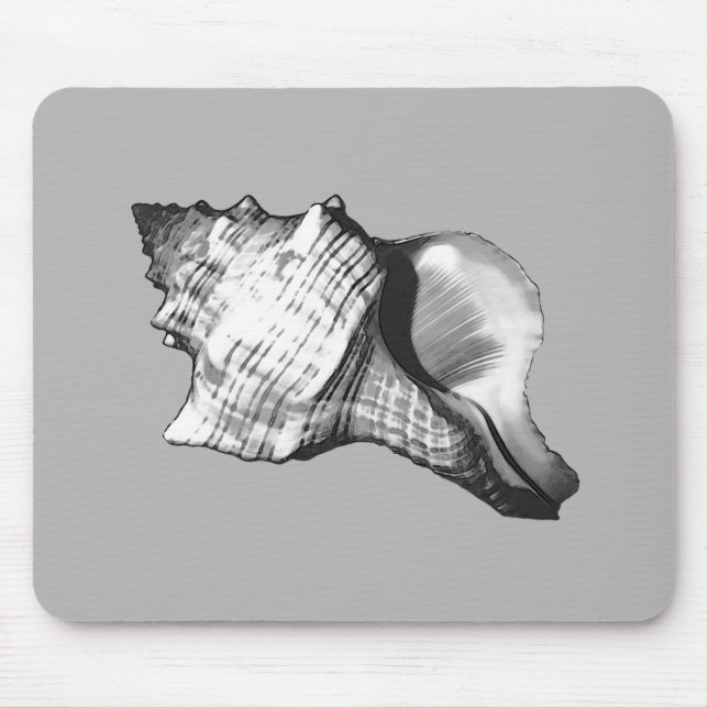 Muschel des Conchs - Grautöne Mousepad (Vorne)