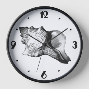 Muschel des Conchs - Grautöne Uhr