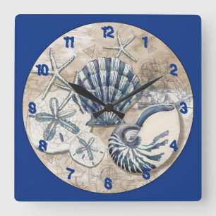 Muschel des Wassergewerbes Quadratische Wanduhr